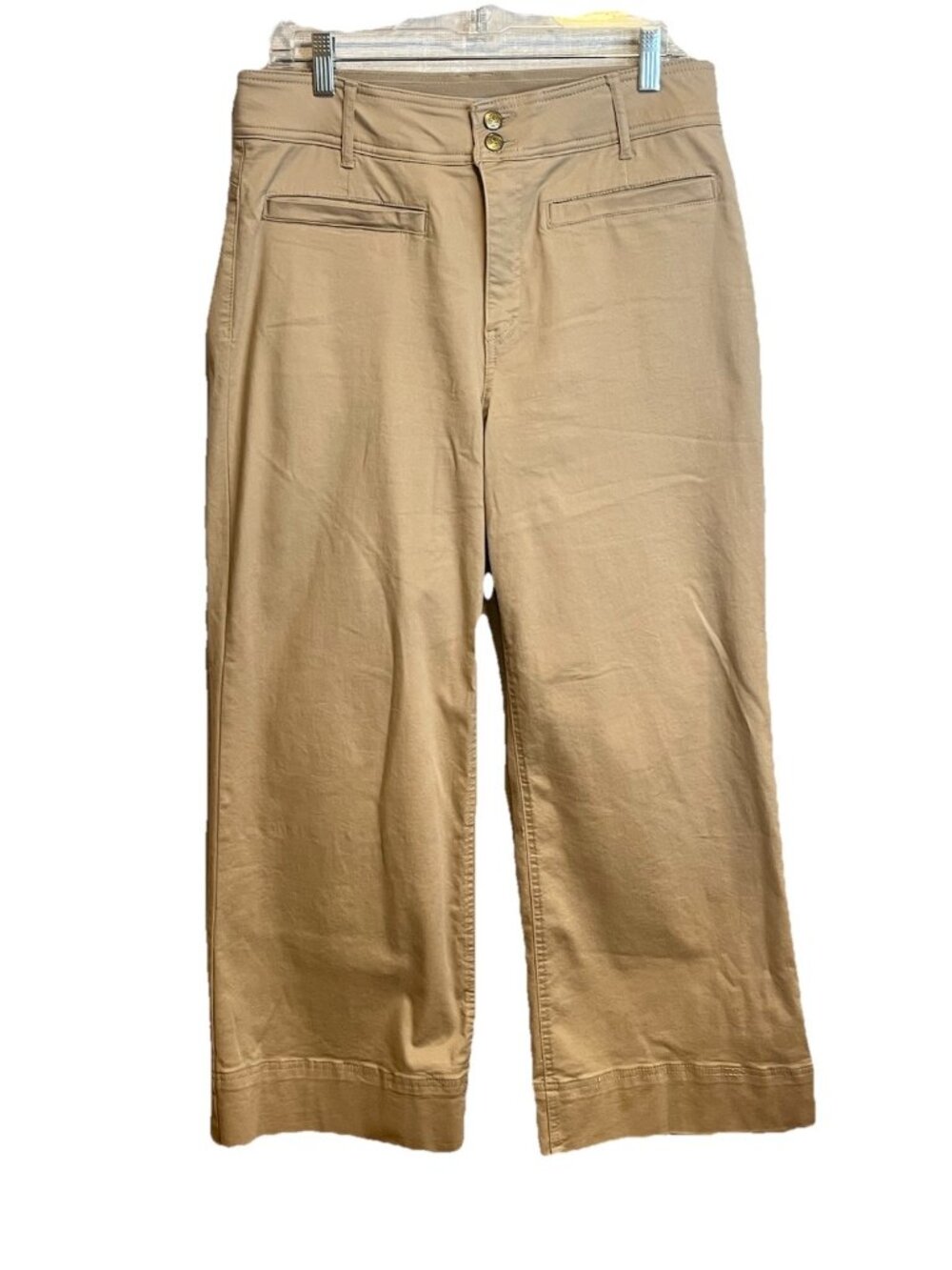 Draper James RSVP Chino Pants Sz 12 Tan Wide Leg Stretch Southern Preppy